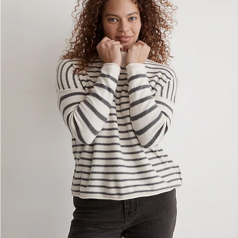 Madewell Stripe-Play Mockneck Pullover Sweater EUC